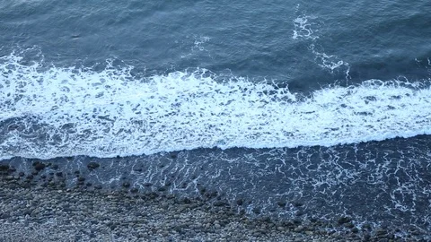 Pacific Ocean - Waves Crashing on Beach from Above Stock Footage