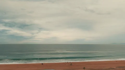 Pacific Ocean waves rolling toward a sandy California beach  Vídeo Stock 347508634