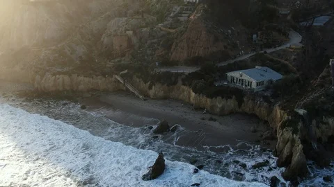 Pacific Ocean Waves Sunset Drone Stock Footage 111851549