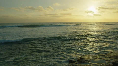 Pacific ocean waves at sunset Video stock 188921780