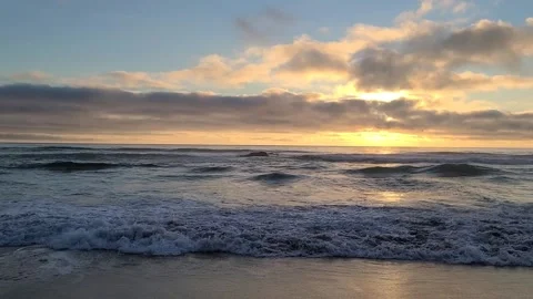 Pacific Ocean Waves at Sunset on Oregon Coast Stock Footage 330310834