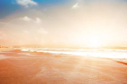 Pacific ocean waves at sunset Foto stock