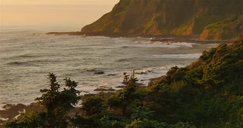 Pacific Oregon Coast Sunset Stock Footage 44281963