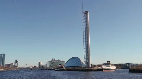 Pacific Quay and River Clyde, Glasgow Stock Footage 172094737