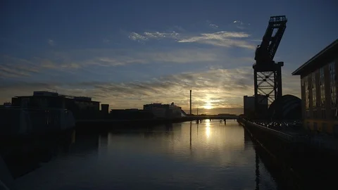 PACIFIC QUAY SUNSET Stock Footage 125268348