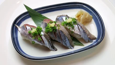 Pacific Saury Sushi Stock Footage 82558456