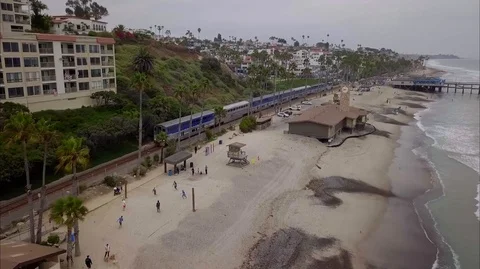 Pacific Surfliner in Oceanside CA Stock Footage 88337137
