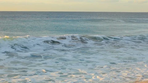 Pacific waves rolling onto shore in Los Cabos Mexico beach B Stock Footage 120400141