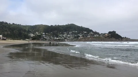 Pacifica Beach in California. Panoramic view Stock Footage 114215936
