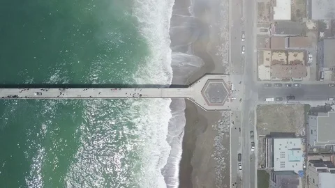 Pacifica Pier Zoom into Pier 4k Fisherman Stock Footage 81843305