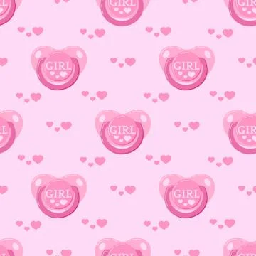 Pacifier baby dummy vector seamless pattern. Stock Illustration