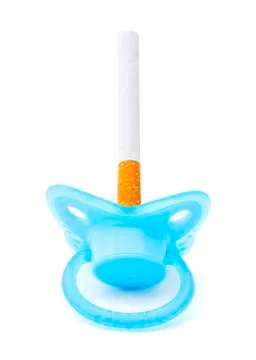 Pacifier with a cigarette Stockfoto's