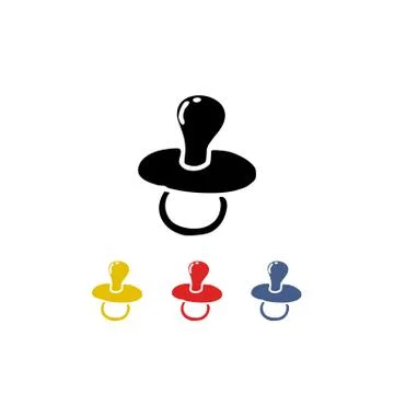 Pacifier doodle icons set, vector color illustration Stock Illustration