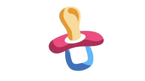 A pacifier featuring a pink and blue handle, designed for infants and toddler Vidéo 332335819