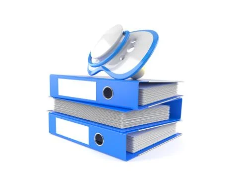 Pacifier on stack of ring binders Illustrazione stock