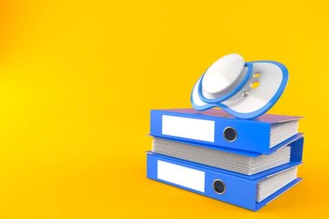 Pacifier on stack of ring binders Illustrazione stock