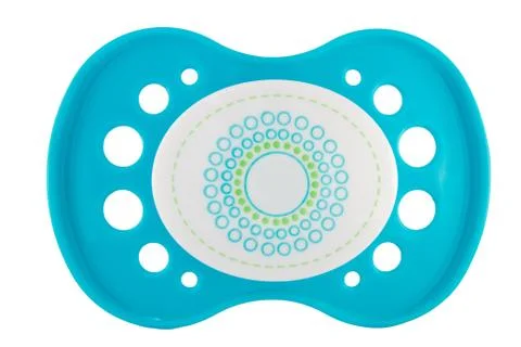 Pacifier in turquoise isolated on white Stock Photos