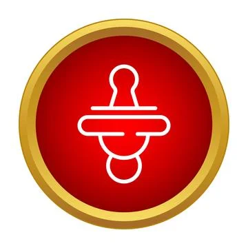 Pacifier white line icon on red circle graphic Stock Illustration