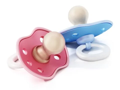 Pacifiers isolated on white background. 3D illustration Stock Illustration