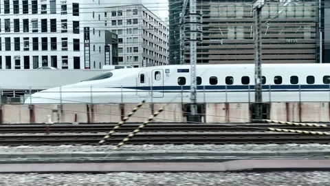 Pacing a Bullet Train approaching Tokyo, Japan Stock-Footage 237429053