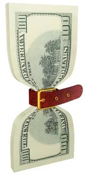Pack of 100 dollars banknotes tightly constricted belt Stock Illustration
