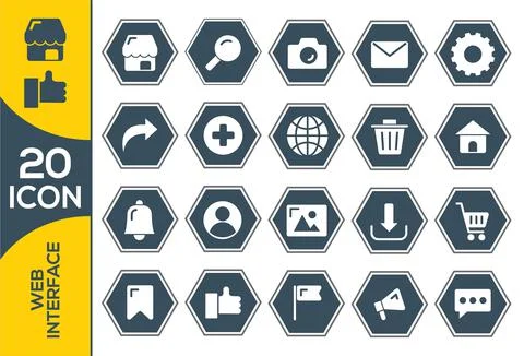 Pack of 100 outlined user interface icons for mobile and web Stock Illustration