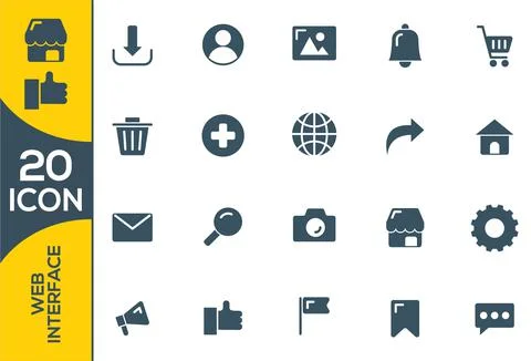 Pack of 100 outlined user interface icons for mobile and web Stock Illustration