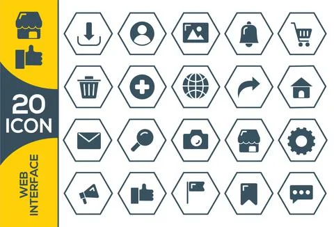 Pack of 100 outlined user interface icons for mobile and web Stock Illustration