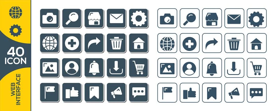 Pack of 100 outlined user interface icons for mobile and web Stock Illustration