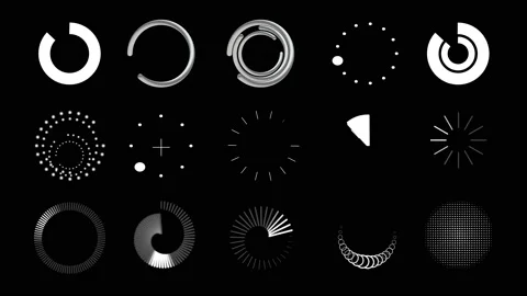 Pack of 15 simple animated uploading icons on transparent background Stock Footage 220117446