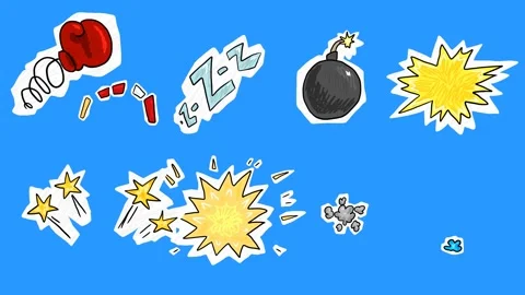 Pack Of 18 Cartoon VFX On Alpha Stock-Footage 291343407