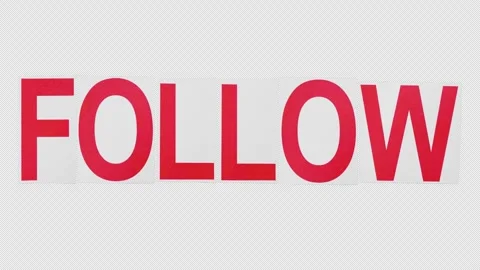 Pack Of 2 'Follow' Stop Motion Paper Letters On Alpha Stock-Footage 303564833