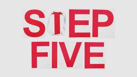  Pack Of 2 STEP FIVE Stop Motion Paper Titles On Alpha Stock Footage 303975113