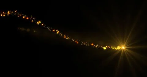 Pack of 3 loopable fairy dust light trail moving on black overlay asset. Ma.. Illustrazione stock