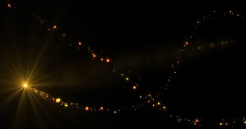 Pack of 3 loopable fairy dust light trail moving on black overlay asset. Ma.. Illustrazione stock