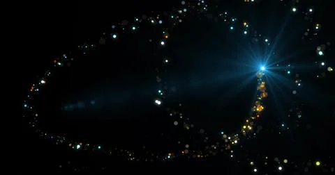 Pack of 3 loopable fairy dust light trail moving on black overlay asset. Ma.. Stockillustratie