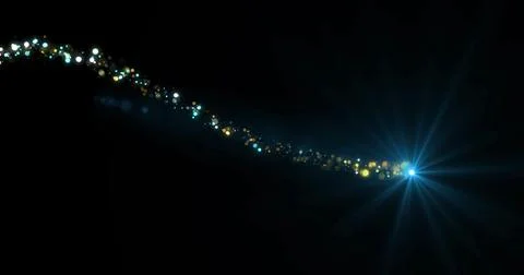 Pack of 3 loopable fairy dust light trail moving on black overlay asset. Ma.. 스톡 일러스트