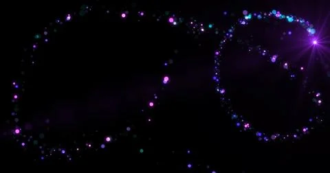 Pack of 3 loopable fairy dust light trail moving on black overlay asset. Ma.. Stockillustratie