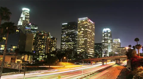 PACK OF 3 Timelapses of Los Angeles By Night Stock Footage