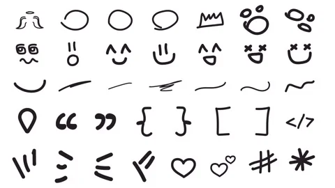 Pack of 37 interactive doodle animations with wiggle effect, alpha. Stock Footage 315075399