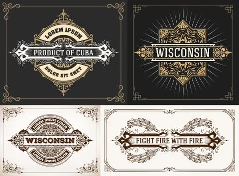 Pack of 4 badges Stock Illustration