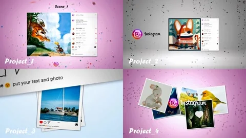 Pack. 4 templates in one project - Social networks Stock After Effects