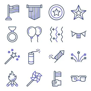 Pack of 4th July Flat Icons Stock Illustration