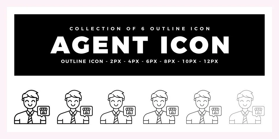Pack of 6 Outline Vector agent icon Ilustración de archivo