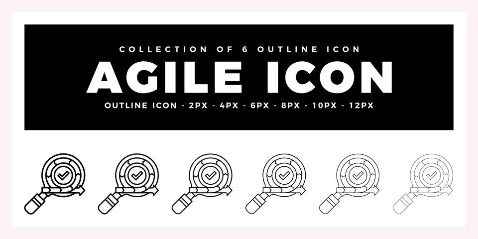 Pack of 6 Outline Vector Agile icon 스톡 일러스트