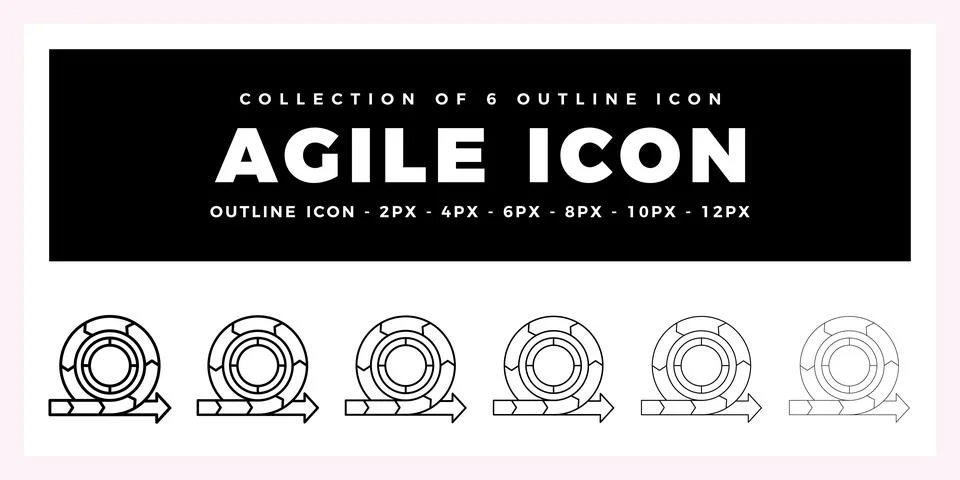 Pack of 6 Outline Vector agile icon Stock Illustration