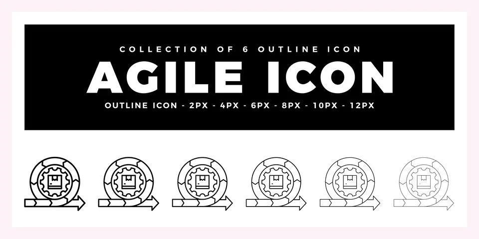 Pack of 6 Outline Vector agile icon Illustrazione stock