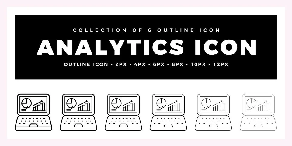 Pack of 6 Outline Vector analytics icon 스톡 일러스트