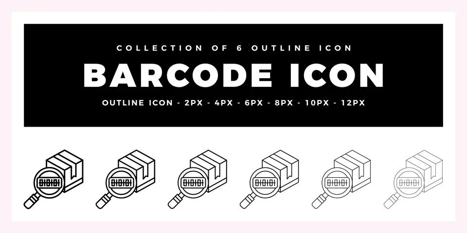 Pack of 6 Outline Vector Barcode icon Illustrazione stock