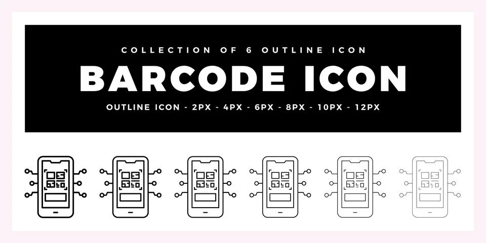 Pack of 6 Outline Vector barcode icon Illustrazione stock